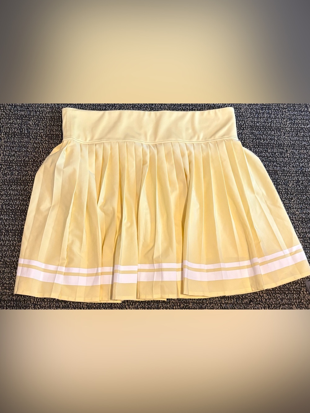 Sincerely Jules Yellow Pleated Mini Skirt with White Stripe Detail